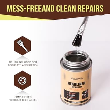 Headliner Repair Glue, Car Headliner Adhesive with Brush, Car Roof Liner Fabric Adhesive, Upholstery Glue for Cars,Headliner Repair Kit, Suitable for Automotive interiors, Fabric, Leather - Image 6