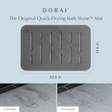 Dorai Home Bath Stone Mat 23.6"x15.4" (2-Pack) – Quick-Dry, Non-Slip Diatomite Stone Bath Mat, Rain Slate - Image 2