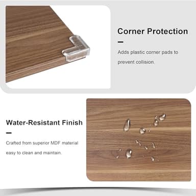 Feonase 5-Piece Dining Table Set for 4-8 People, 63" Extendable Kitchen Table with 2 Benches and 2 Square Stools, Mid-Century Modern Wooden Dining Room Table, Space-Saving, Walnut - Image 7