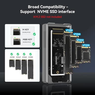 ACASIS 40Gbps M.2 NVMe SSD Enclosure with Cooling Fan,Tool Free Installation,NVMe Enclosure for M1/M2 Pro/Max, Compatible with Thunderbolt3/4/5,USB4/3.2/3.1/3.0/2,Support 2280/2260/2242/2230 B+M M-Key - Image 8