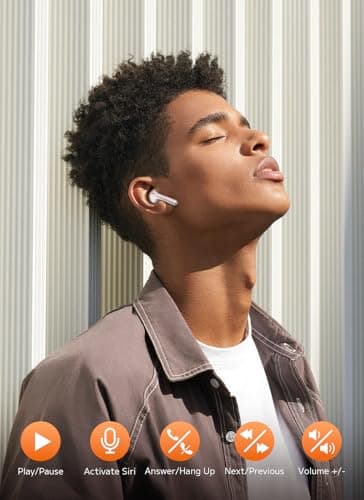 Szwdo Wireless Earbuds, Bluetooth 5.4 Ear Buds with Multifunctional Touch Screen, ANC/ENC Noise Cancelling Headphones with 48H Playtime, Bass Stereo Sound, for Laptop, Android/iOS, Pad, Rose Gold - Image 8