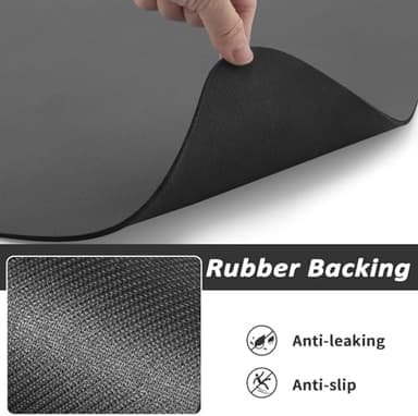 Dog Food Mat - Absorbent Cat Mat for Food and Water, No Stains Pet Feeding Bowl Mat, Easy to Clean Pet Placemats, Quick Dry Dog Water Dispenser Mat for Messy Drinkers | Paw Dark Grey 18"x 28" - Image 6