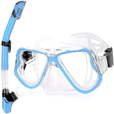 Greatever Dry Snorkel Set,Panoramic Wide View,Anti-Fog Scuba Diving Mask,Professional Snorkeling Gear for Kids - Image 1