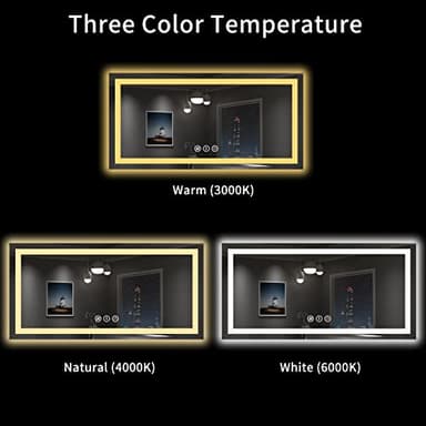 LOAAO 55X30 LED Bathroom Mirror with Lights, Anti-Fog, Dimmable, Backlit + Front Lit, Lighted Bathroom Vanity Mirror for Wall, Shatter-Proof, Memory Function, ETL Listed - Image 4