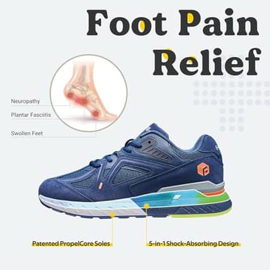 FitVille Wide Walking Shoes for Men Wide Width Sneakers for Flat Feet Arch Fit Heel Pain Relief - Rebound Core (12 Wide, Majolica Blue) - Image 3