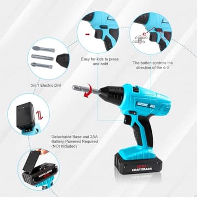 Meland Kids Tool Set - 50PCS Toddler Tool Set with Electronic Toy Drill for Pretend Play, Construction Toy Tools for Kids Age 3-6 Year Old，Gift Idea for Boys Girls Christmas Birthday(Blue) - Image 3