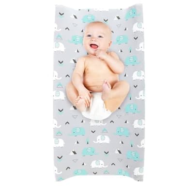 Stretchy Changing Pad Covers for Boys Girls,2 Pack Jersey Knit,Elephant & Whale - Image 8