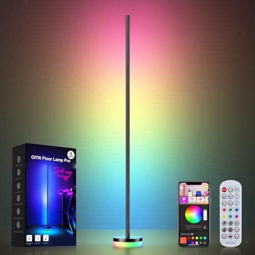 OIYN Corner Floor Lamp, RGBICW LED Corner Lamp with 1300lm Smart Modern Floor Lamp,App & Remote Control,Music Sync,Color Changing Standing Lamp for Bedroom Living Room and Gaming Rooms - Image 1