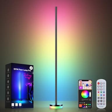 OIYN Corner Floor Lamp, RGBICW LED Corner Lamp with 1300lm Smart Modern Floor Lamp,App & Remote Control,Music Sync,Color Changing Standing Lamp for Bedroom Living Room and Gaming Rooms - Image 1