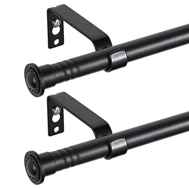 YeYeBest Curtain Rod 2 Pack - 28" to 64" for Windows Small Curtain Rod Set - Modern Simplicity Décor Style 5/8 Inch Metal Pole - Heavy Duty Drapery Rods with Brackets - Black - Image 8