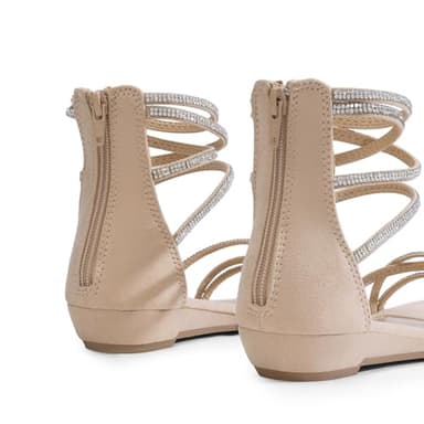 DREAM PAIRS Women's Ankle Strap Flat Sandals Summer Dressy Strappy Gladiator Rhinestones Sandals,Size 7,Nude,WEITZ - Image 8