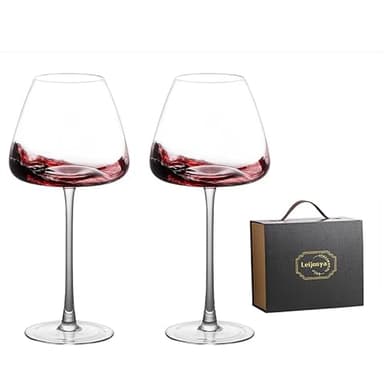 Leijosya Crystal Red Wine Glasses, 24 oz Long Stem, Set of 2 with Gift Box (Large) - Image 1