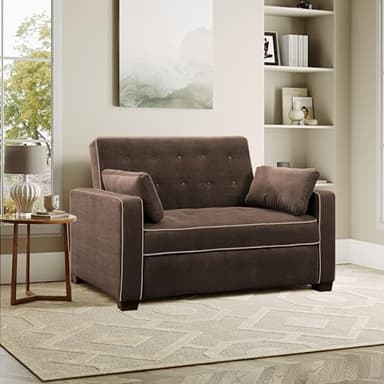 Serta Ainsley Loveseat with Pull Out Sleeper Microfiber Java Queen - Image 6