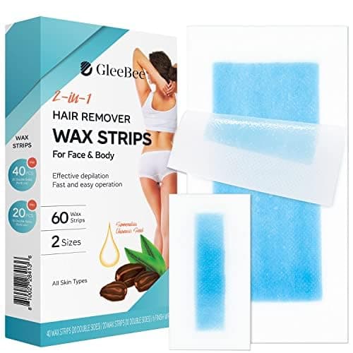 Wax Strips for Hair Removal for Women and Men 60 Counts – 40 Body 20 Facial Strips for Face, Arms, Legs, Underarms – Facial Wax Strips for Women - Image 1