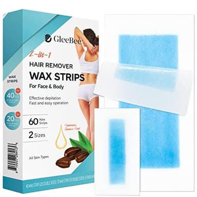 Wax Strips for Hair Removal for Women and Men 60 Counts – 40 Body 20 Facial Strips for Face, Arms, Legs, Underarms – Facial Wax Strips for Women - Image 1