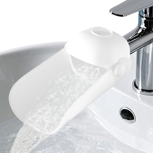 KOMIDK Faucet Extender for Bathroom Sink Faucet Extender for Toddlers Bathroom Sink Kitchen Bathtub (White) - Image 1