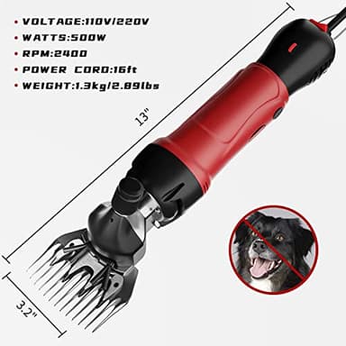 Dragro 2025 Upgraded Sheep Shears 500W, Professional Electric Sheep Clippers, Farm Livestock Grooming Kit, 6 Speed Heavy Duty Electric Shears for Sheep Alpacas Goats Thick Coat Animals - Image 5