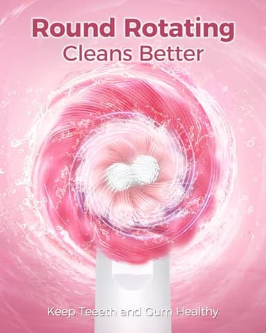 TEETHEORY Rotating Electric Toothbrush for Adults with 8 Brush Heads, Deep Clean Rechargeable Electric Toothbrush with 4 Modes and 2 Min Smart Timer, Last 30 Days and IPX7 Waterproof Pink - Image 2