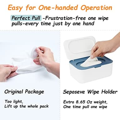 2 Pack Wipes Dispenser, Wipe Holder for Baby & Adult, Seposeve Refillable Wipe Container, Keeps Wipes Fresh, One-Handed Operation. Non-Slip, Easy Open/Close Wipes Pouch Case(2 Blue) - Image 5