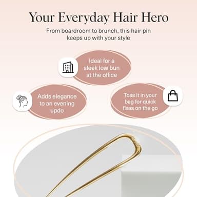 Kitsch French Hair Pins for Women – Elegant & Durable Metal Hair Fork for Updos, Chignon, Bun & Twist Hairstyles, Secure Hold All Day, Comfortable Fit- Gold, 1pc - Image 6