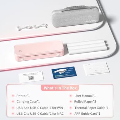 Gloryang Inkless Portable Printer for Travel, Wireless Thermal Printer Supports 8.5 x 11 Inch US Letter Size, Bluetooth Machine Includes Carry Case and 3 Rolls of Thermal Paper Kit, Pink - Image 8