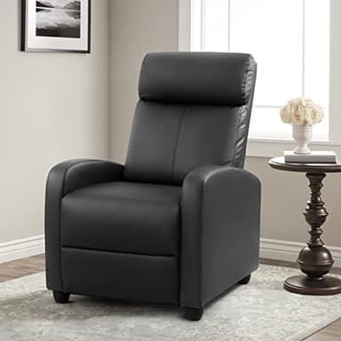 Furniwell Massage Recliner Chair for Living Room Adjustable PU Leather Reclining Chair Home Theater Seating Modern Winback Single Sofa for Adults with Footrest (Leather, Black) - Image 2