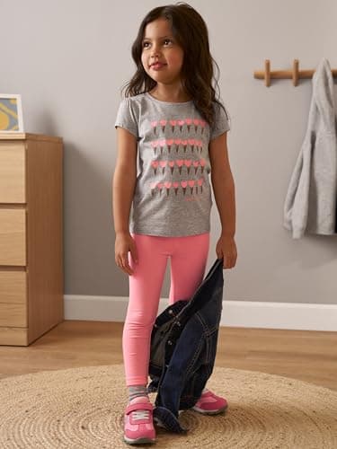 Simple Joys by Carter's Toddler Girls 3-pack Graphic Tees, pink dino, grey, white heart, 2T - Image 4