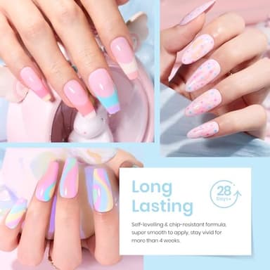 beetles Gel Polish Nail Set 20 Colors Spring Pastel Girly Sparkle Glitter Uv Gel Dreamy Town Collection Macaroon Bright Pastel Nail Manicure Kit with 3Pcs Base Top Coat Gift for Women - Image 3