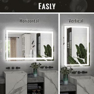 LED Bathroom Mirror, 30x40 Inch White Framed Gradient Front and Backlit Vanity Mirror, Anti-Fog, Dimmable, Wall Mounted Horizontal/Vertical Lighted Mirror,LED Vanity Mirror - Image 6