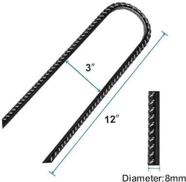 Eurmax USA Ground Anchors, Heavy Duty Ground Stakes, Trampoline Stakes, Tent Stakes Anchor Kit for High Wind, 12” Galvanized Steel Rebar Stakes, Metal Stakes, Trampoline Accessories,Pack of 8(Black) - Image 2