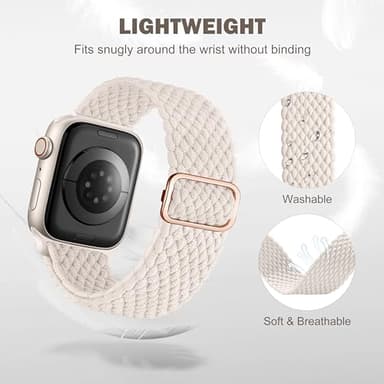 Odbeai Compatible with Apple Watch Bands for Women Solace Stretchy Braided Fabric 40mm 44mm 45mm 41mm 42mm 38mm 46mm 49mm, Stretchy Braided Fabric Strap for iWatch Series 11 10 9 8 7-1 SE Ultra1/2/3 - Image 3