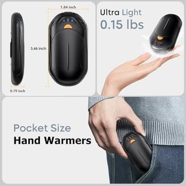AI Hand Warmers Rechargeable 2 Pack, 20Hrs Long Safe Heat, AI Smart Chips Electric Hand Warmers, Portable Pocket Heater, Gifts for Christmas, Outdoor, Golf, Hunting, Camping Accessories - Image 5