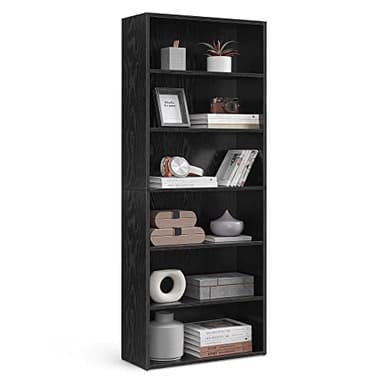 VASAGLE CUSTOS Collection - Bookshelf, 6-Tier Bookcase, Book Shelf, Open Storage Shelf, 9.4 x 23.6 x 63.3 Inches, for Living Room, Home Office, Dinning Room, Ebony Black ULBC166T56 - Image 1