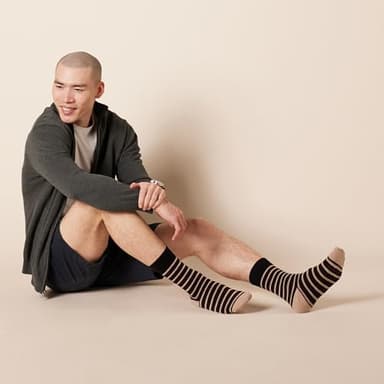 Amazon Essentials Mens Comfortable Patterned Dress Socks, 5 Pairs, Black/Brown/Dark Grey/Green/Grey, Size 13-15 - Image 5