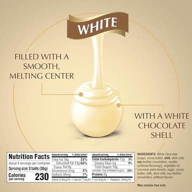 Lindt LINDOR White Chocolate Truffles, White Chocolate Candy with Smooth, Melting Truffle Center, Great for Gift Giving, 5.1 oz. Bag (6 Pack) - Image 2