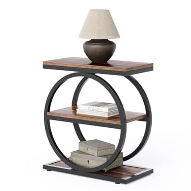 LITTLE TREE End Table, 3-Tier Side Table, Slim Sofa Side Table for Living Room, Tall Bedside Table Nightstand for Bedroom, Rustic Brown and Black - Image 10