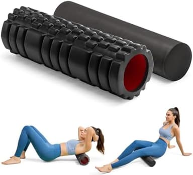 Foam Roller High Density Foam Roller Set for Deep Tissue Muscle Massage, 18" Trigger Point Fitness Exercise Massage Roller, Self-Myofascial Release for Whole Body (Black-18(2 in 1 - Image 3