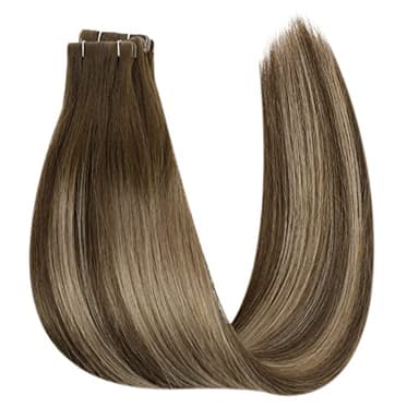 Full Shine Virgin Injection Tape in Hair Extensions Real Human Hair Color 4/27/4 Balayage Tape in Extensions 16 Inch Machine Remy Seamless Human 5Pcs 10Gram Invisible Injected - Image 7