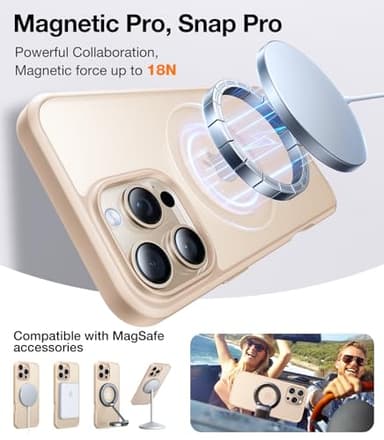 TORRAS 360 Rotatable Magnetic Ring for iPhone 16 Pro Max Case with Stand, Fit for MagSafe, 16FT Mil-Grade Shockproof Translucent for iPhone 16 Pro Max Phone Case 6.9", Rose Gold Pink - Image 5