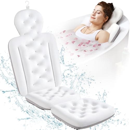Full Body Bath Pillow for Bathtub, Thick Bathtub Cushion with Laundry Bag, Luxury Tub Pillow for Bath for Headrest Neck and Back Support White 51" x 16" - Image 1