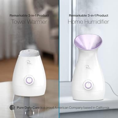 NanoSteamer Large 3-in-1 Nano Ionic Facial Steamer with Precise Temp Control - Humidifier - Unclogs Pores - Blackheads - Spa Quality - Bonus 5 Piece Stainless Steel Skin Kit (Lilac) - Image 6