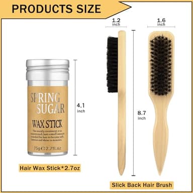 SPRINGSUGAR Slick Back Hair Brush & Hair Wax Stick Set for Slick Back – Boar Bristle Brush for Sleek, Control, Flyaways & Baby Hairs – Wax Stick for Women Sectioning & Parting - Image 3
