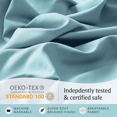 LuxClub 4 PC King Size Sheet Set Deep Pockets Wrinkle Free Cooling Sheets Machine Washable Hotel Bedding Silky Soft - Aqua King - Image 5