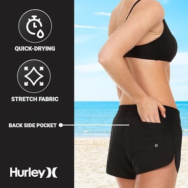 Hurley 3"/5" Swim Board Shorts for Women, Swim Shorts Women, Swimming Bottoms, Black, XX-Large - Image 5