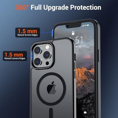 SUPFINE Magnetic for iPhone 13 Pro Max Case (Compatible with MagSafe) (Military Grade Drop Protection) Translucent Matte Shockproof Phone Cover,Black - Image 4