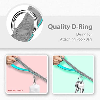 PHOEPET 5 Feet Dog Leash - Dual-Side Reflective - Soft Padded Handle - Fit for Walking, Training or Exploring Hiking, Camping (Grey + Mint Green Base) - Image 3
