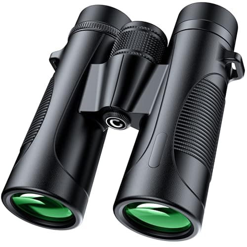 Binoculars for Adults, 10x42 HD High Powered Large Eyepiece FMC Lens BAK4 Prism Wide-Field IPX7 Waterproof Anti-Skid Anti Fog Easy Focus Binoculars for Bird Watching Travel Cruise