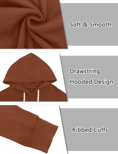Women Long Sleeve Casual Warm Sweatshirt Relaxed Drawstring Hoodie Tunic Tops Fall Pullover Caramel Brown XX-Large - Image 5