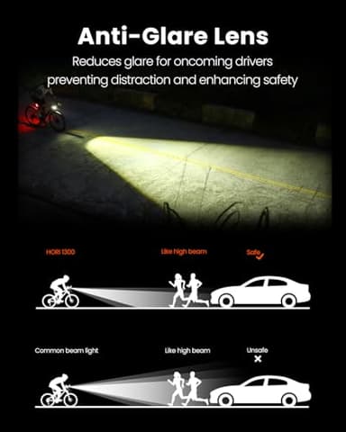 Magicshine Hori 1300 Bike Lights for Night Riding, High and Low Beam, USB-C Rechargeable Bike Headlight, IPX 6 Waterproof Bike Front Light for Road Urban Cyclists-1300 lumens - Image 5