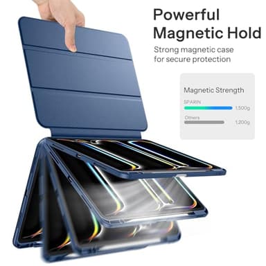 SPARIN Case for iPad Pro 13 inch 2024-M4 with Pencil Holder, Detachable Magnetic Hybrid Protective Case, Portrait/Landscape Stand, Durable Protection, Auto Wake/Sleep -Navy Blue - Image 3